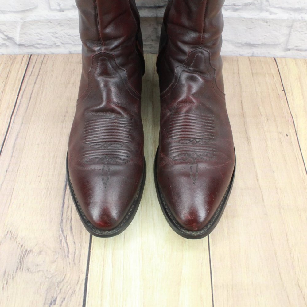Tony Lama Brown Leather Side Zip Western Cowboy Ankle Boots Size 9.5 - Picture 5 of 11